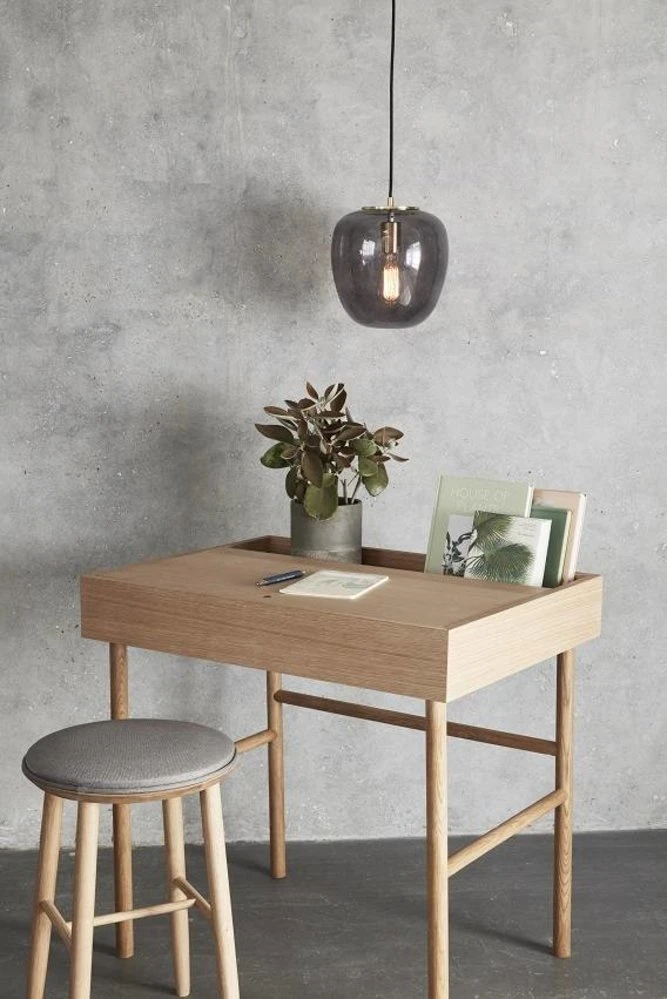 Hubsch Hanglamp Grijs Glas Met Messing Detail 4 Hubsch Hanglamp Grijs Glas Met Messing Detail - Afbeelding 2